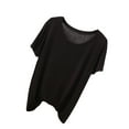 thumbnail image 2 of Women's Thin Cut Fly Sweet and Bottom Shirt Casual Short Sleeve Round Neck Shirt Blouse Top Loose Fit Lightweight Breathable Summer Fashion | CSEONE,Black XL, 2 of 7