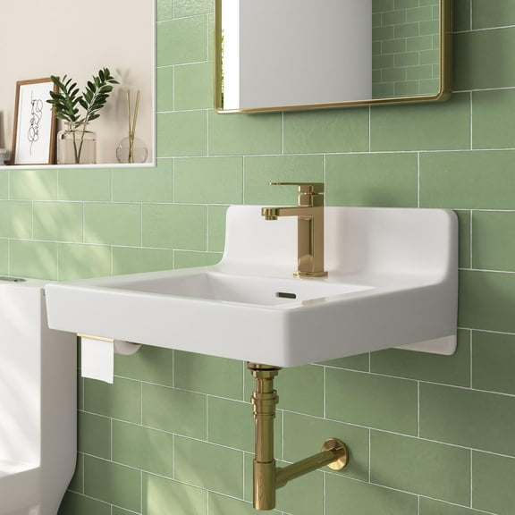 DeerValley DV-1WS0130 20" x 19" White Rectangular Vitreous China Wall Mount Bathroom Sink With Overflow