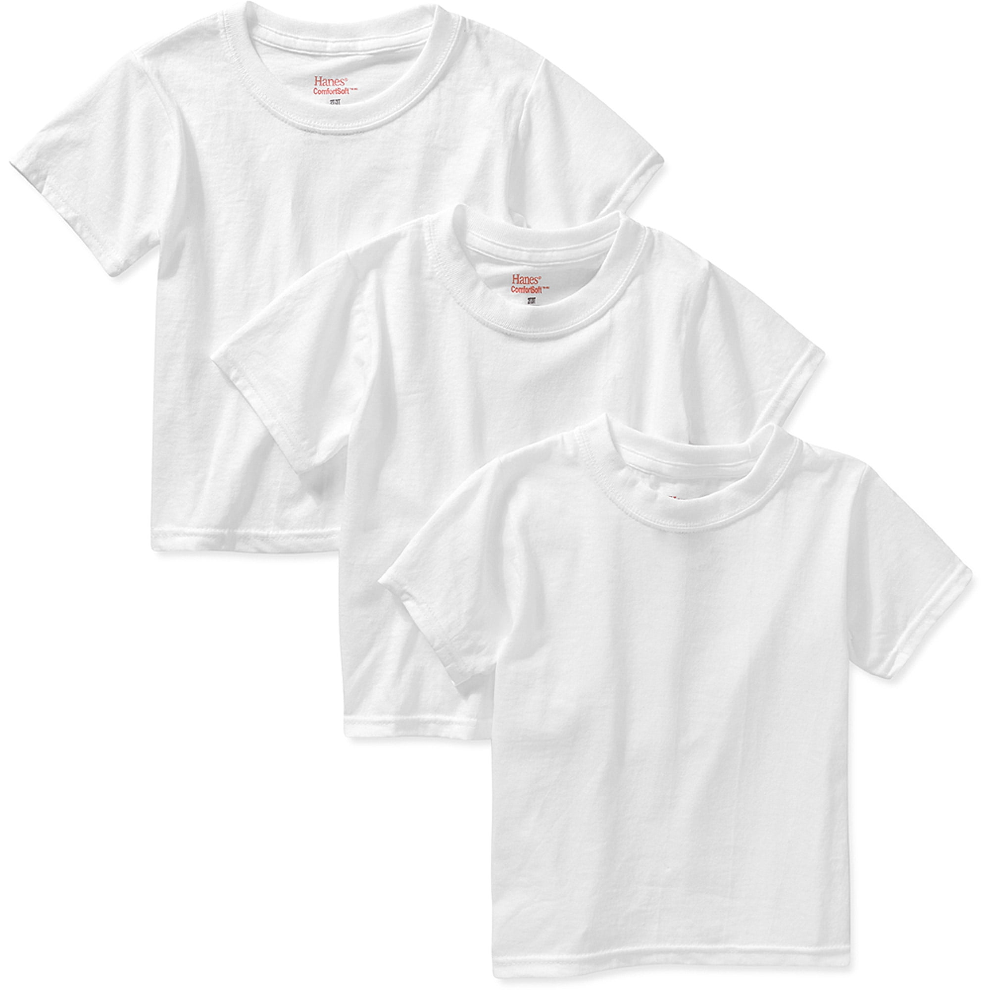 Hanes Toddler Boys Crew Undershirts 5-Pack 2T/3T-White 