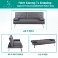 thumbnail image 4 of Futon Sofa with Armrest and Cupholders by Naomi Home-Color:Dark Gray,Fabric:Linen, 4 of 5