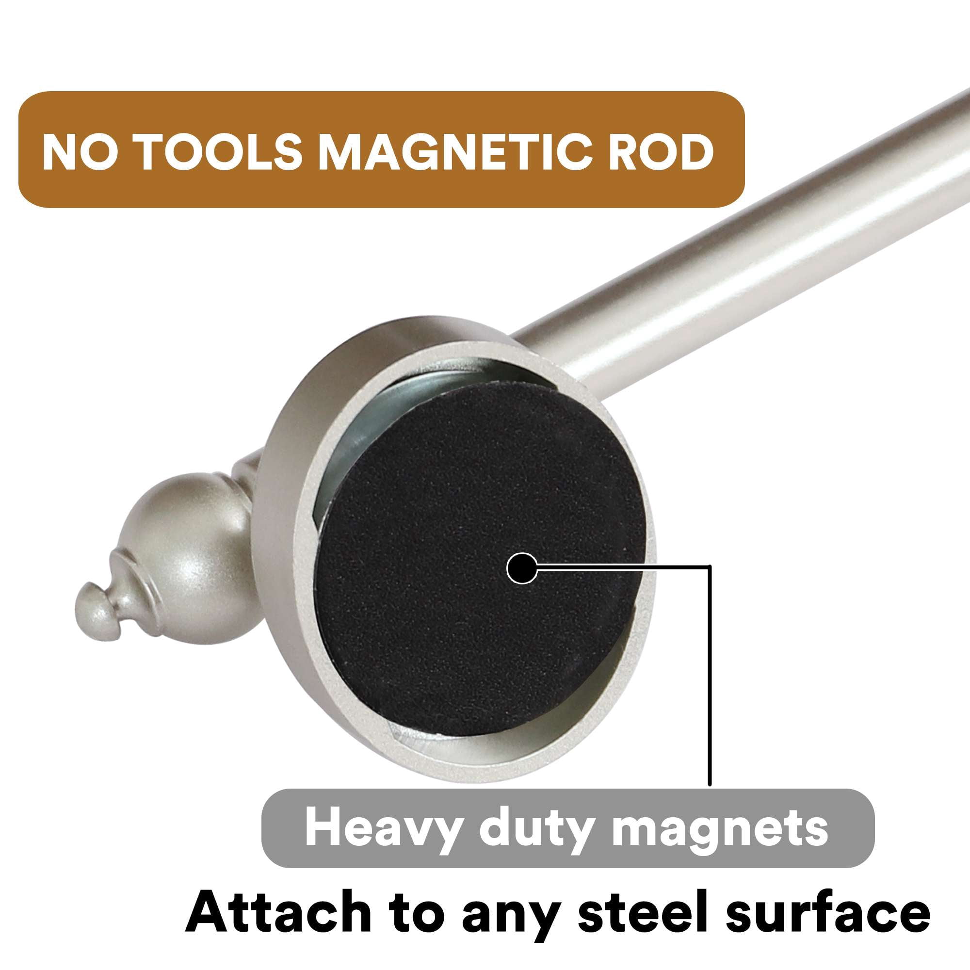 Turquoize 4 Pack Magnetic Curtain Rods Multi-Use Adjustable Petite Cafe Sidelight for Iron and Steel Place (16"-28", Nickel)