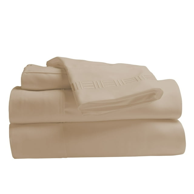 Comfy Bamboo World 9900 Series 100gsm Embroidered Bedsheets Sheet Set, King Size, Cream