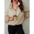 thumbnail image 2 of xiaxaixu Women's Spring Autumn Loose Sweatshirt Solid Color Long Sleeve Half Zip Up Pullover, 2 of 9