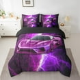 thumbnail image 2 of Erosebridal Purple Sports Car Bedding Full Size 7pcs, Lightning Printed Comforter Sets with Sheets, Reversible, 2 of 5