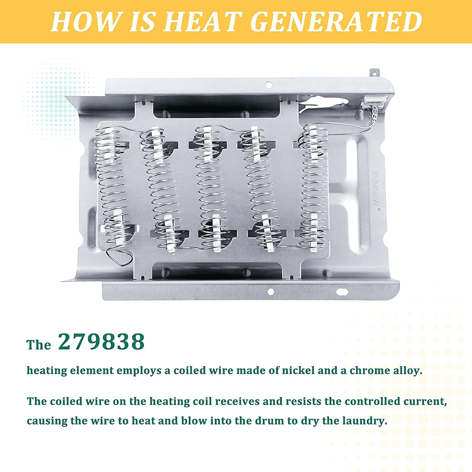 279838 & 3977767 & 3392519 Dryer Heating Element Kit Thermostat Thermal Fuse for Whirlpool Kenmore Dryer