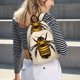 thumbnail image 5 of Disketp Honey Bee print Canvas Backpack Lightweight Travel Daypack Student Rucksack Laptop Backpack-Medium, 5 of 5