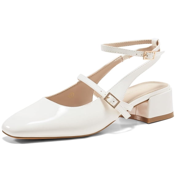 Women's thick soled low heel closed toe high heels, wedding party dress shoes