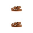 thumbnail image 3 of Sonducket Cinturón vaquero de cuero con hebilla redonda sin agujeros para mujer, Pin Vintage decorativo de PU para niñas, accesorios ajustables Marrón Hebilla redonda 2piezas, 3 of 6