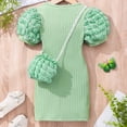 thumbnail image 6 of ZZwxWA Small and Medium-sized Girls' Lightweight Short Sleeved Round Neck Solid Color Bag Dress Baby Girl Clothes, 6 of 6