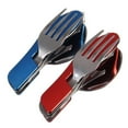 thumbnail image 2 of Cubiertos Gadgets Utensilios de metal Vajilla plegable Herramientas de mano Tenedor Cuchara Juego Camping Picnic Viajes Senderismo Inteprter, 2 of 6