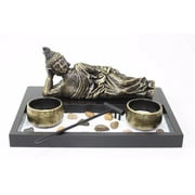 Tabletop Zen Garden Sleeping Relaxing Buddha Rock Rake Candle Holder Home Decor