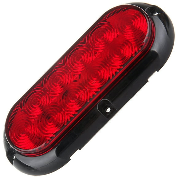 CCIYU Car Marker Light 1 Pack Red Light Oval Rubber Mount SeaLED 10 LED Stop Turn Tail Light w/grommet Trailer Truck RV