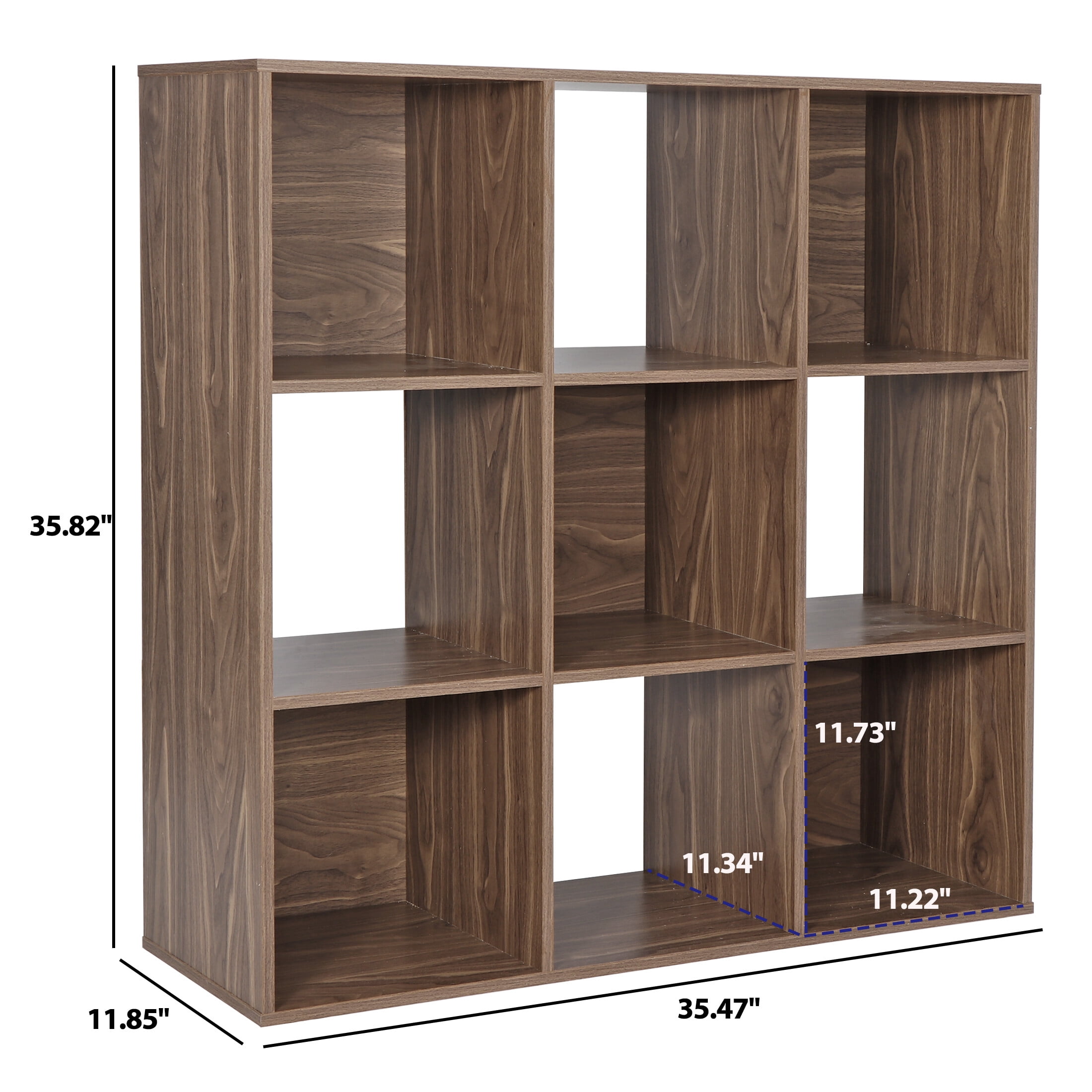 SuperDeal 9-Cube 3 Shelves Organizer MDF Cabinet Bookcase Light Brown
