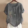 thumbnail image 2 of Mujeres manga corta casual cuello redondo impreso botón suelto túnica camisa blusa tops Pompotops  hkajfhjk470138, 2 of 5