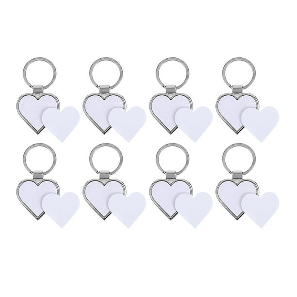 8 llaveros en blanco con forma de corazón para sublimación, placa de transferencia de calor