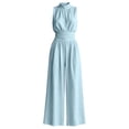 thumbnail image 5 of Women's Sleeveless Neck Wide Leg Jumpsuit Summer Casual Flowy Long Pant Solid Piece Blue XXL, 5 of 5