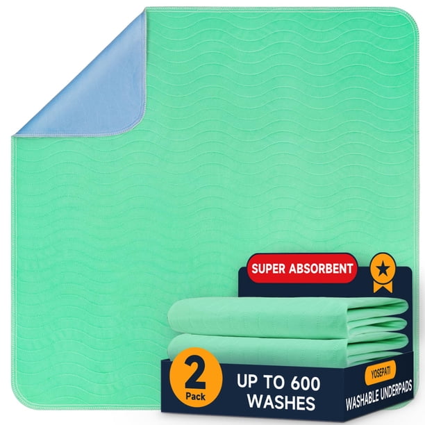 YOSEPATI 2 Pack 36” x 54” Super Absorbent Washable Underpads, Quick Dry & Waterproof Incontinence Bed Pads, Washable Pee Pads for Dogs, Nursing Pads for Adults, Diaper Changing