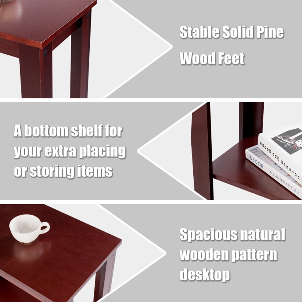 Finihen End Table, 2-Tier Modern Compact End Table with Storage Shelf, Sofa Side Table, Bed Side Table, for Living Room, Bedroom, Espresso