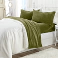 thumbnail image 2 of Great Bay Home Solid Velvet Plush Warm and Cozy Fleece Sheet Set (California King, Olive), 2 of 7