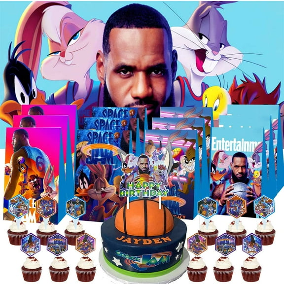 Spcace Jam Goodie Bags Treat Candy Decorations Party Favor Supplies Birthday Cake Topper Backdrop Banner