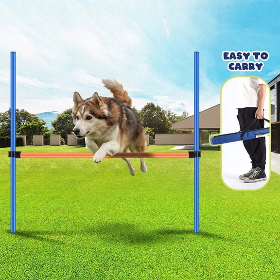 Dog Agility Training Equipment,Pet Training Hurdles & Weave Poles Set with Adjustable Jump Bar,Outdoor Dog Obstacle Course for Backyard Exercise, Portable Dog Agility Kit for Shepherd Malinois