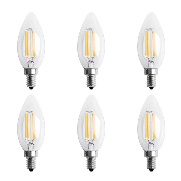 6X Dimmable E12 4W COB Edison Candle Flame Filament LED Bombilla Lámpara 10X3.5cm