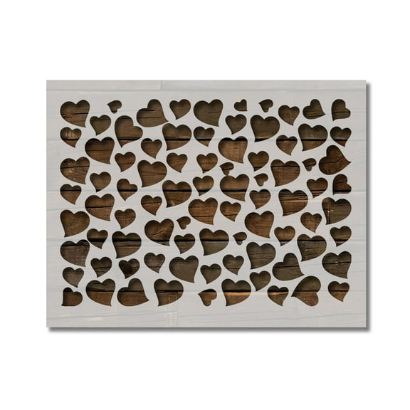 Valentine's Hearts Rectangle Pattern Stencil Template Reusable 8.5 x 11 Inches for Painting on Walls, Wood, Arts and Crafts by Stencilville