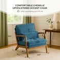 thumbnail image 2 of UBesGoo Modern Accent Chair, Chenille Fabric Armchair with Pillow and Solid Wood, Upholstered Comfy Reading Lounge Chair for Living Room, Blue, 2 of 10