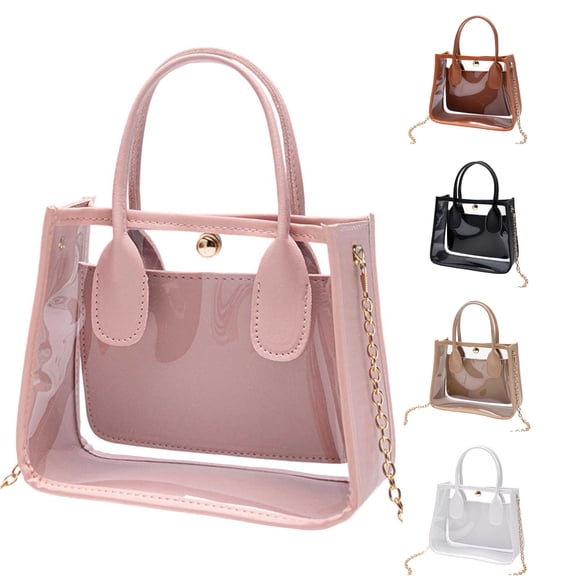 XINXIAOO Clear Transparent Shoulder Bag with Chain Strap & Handle, Cute Crossbody Tote Purse
