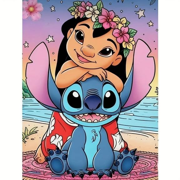 Stitch 5D Diy Diamond Painting Kit - Full Drill Round Rhinestone Embroidery Art, Floral World Mosaic Wall Decor For Home, Perfect Gift For Holidays & Birthdays