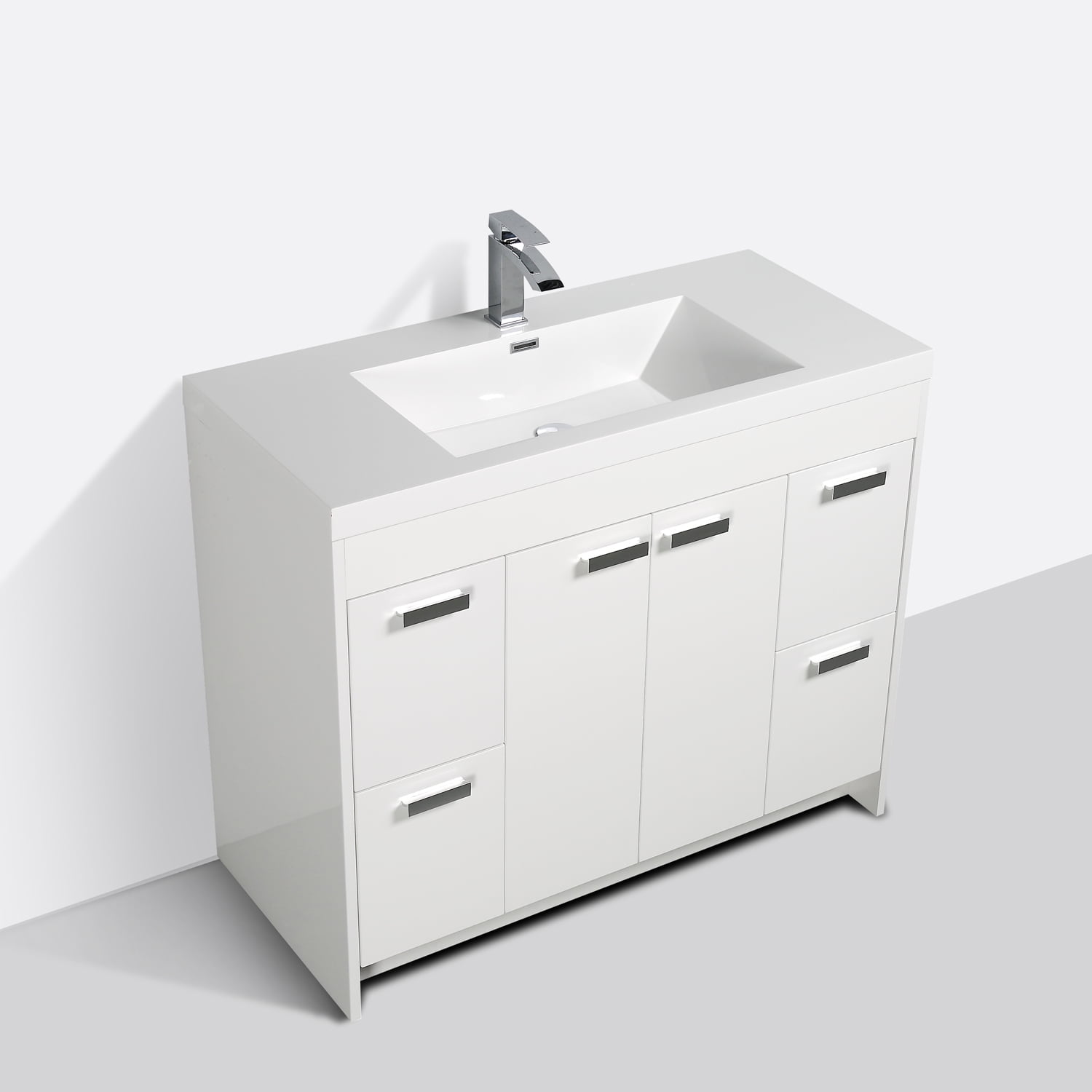 Eviva Lugano 42 Inch Gray Modern Bathroom Vanity With White Integrated Acrylic Top Tools Home Improvement Bathroom Vanities Fcteutonia05 De