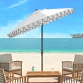 thumbnail image 2 of SAFAVIEH Outdoor Collection Elegant Valance 11-Foot Round Umbrella White/Black, 2 of 8