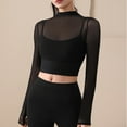 thumbnail image 5 of YUGYXL Sheer Mesh Crop Tops for Women Seamless Workout Top Long Sleeve Athletic Shirts Gym Yoga T-Shirt Sports Tees Black XXL, 5 of 5