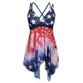 thumbnail image 6 of Tummy Control Swimsuits for Women American Flag Swimsuit Irregular Flowy Tankini Back Cross Deep V Neck Bathing Suit, 6 of 8