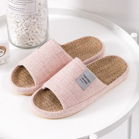 

CoCopeaunt House Bedroom Women Hemp Slippers Simple Ladies Slides Anti-slip Spring Summer Indoor Couples Cotton Flax Shoes