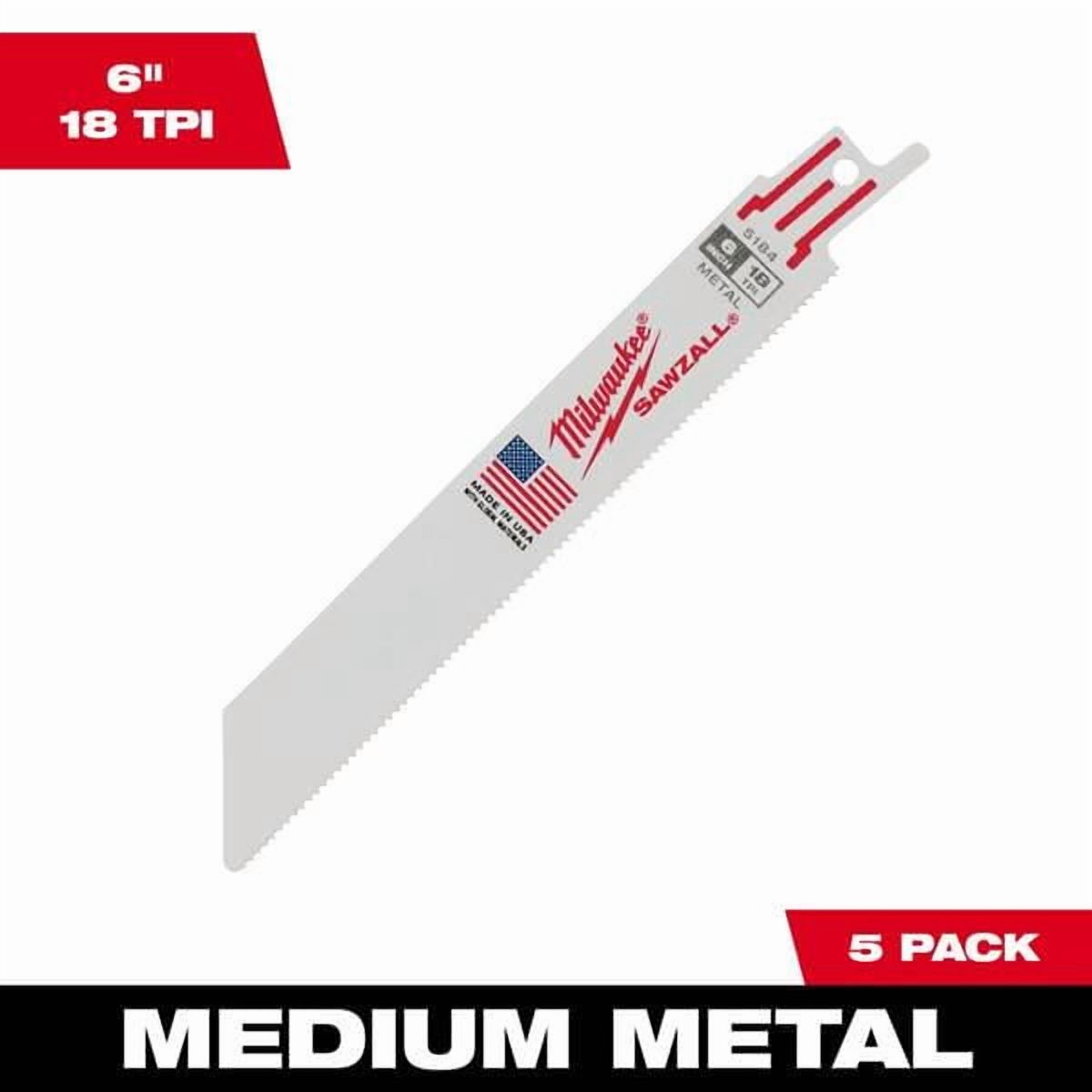 Milwaukee 5-Pack 6  18 TPI SAWZALL Blades
