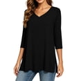 thumbnail image 6 of RongHuan 3/4 Length Sleeve Womens Tops Trendy V Neck T Shirts Casual Loose Fit Basic Tunic Shirts, 6 of 7