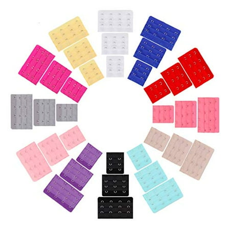 36Pcs Bra Extender Women Bra Extension Strap 2 Hooks /3 Hooks /4 Hooks, 3 Rows, 12 Colors