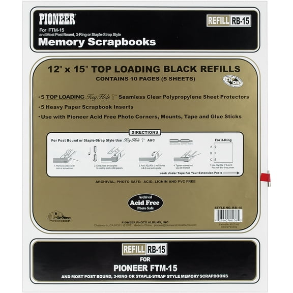Pioneer Universal Top-Loading Page Protectors 5/Pkg-12"X15" (W/Black Inserts)