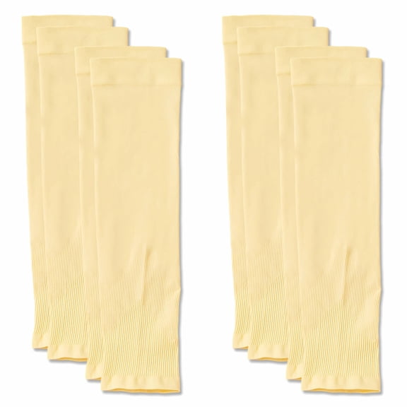 TELOLY 4Pairs Arm Sleeves,Skin Friendly UPF50 Nylon Arm Sleeves for Kids,Color Match 11.8" Arm Sleeves,Yellow