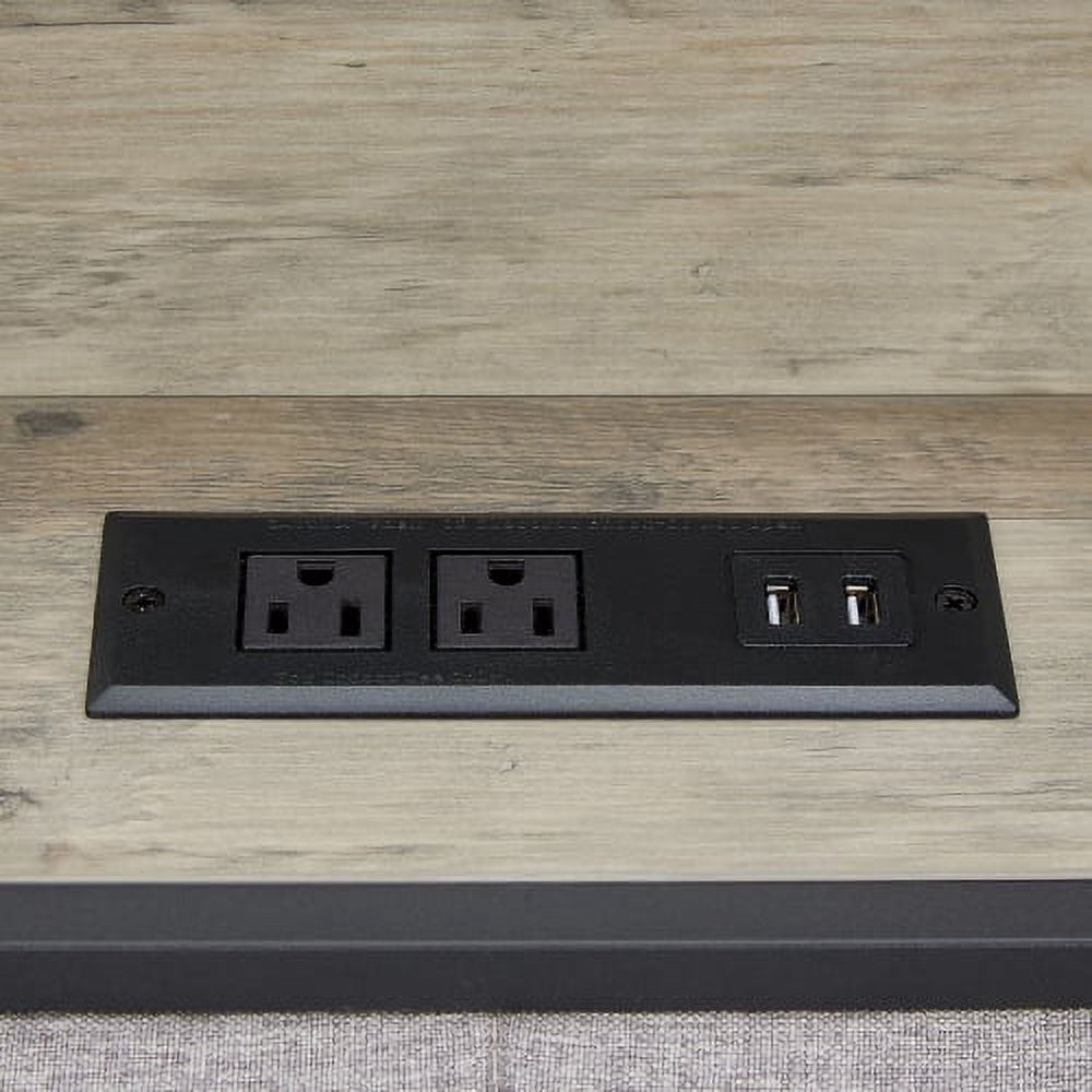 BSHTI Bed Frame with Charging Station Full Size, Grey, 83.1'' L x 56.1'' W x 39.2'' H.