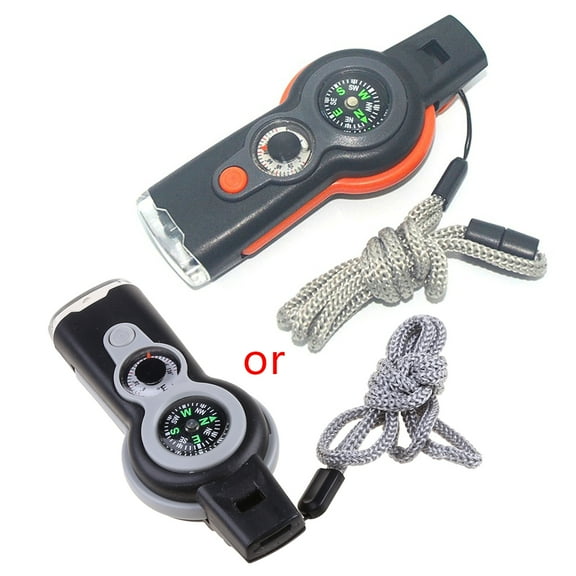 Huhudde Multifunction 7 in1 Outdoor Survival Keychain with Magnifier Travel Sports Entertainment