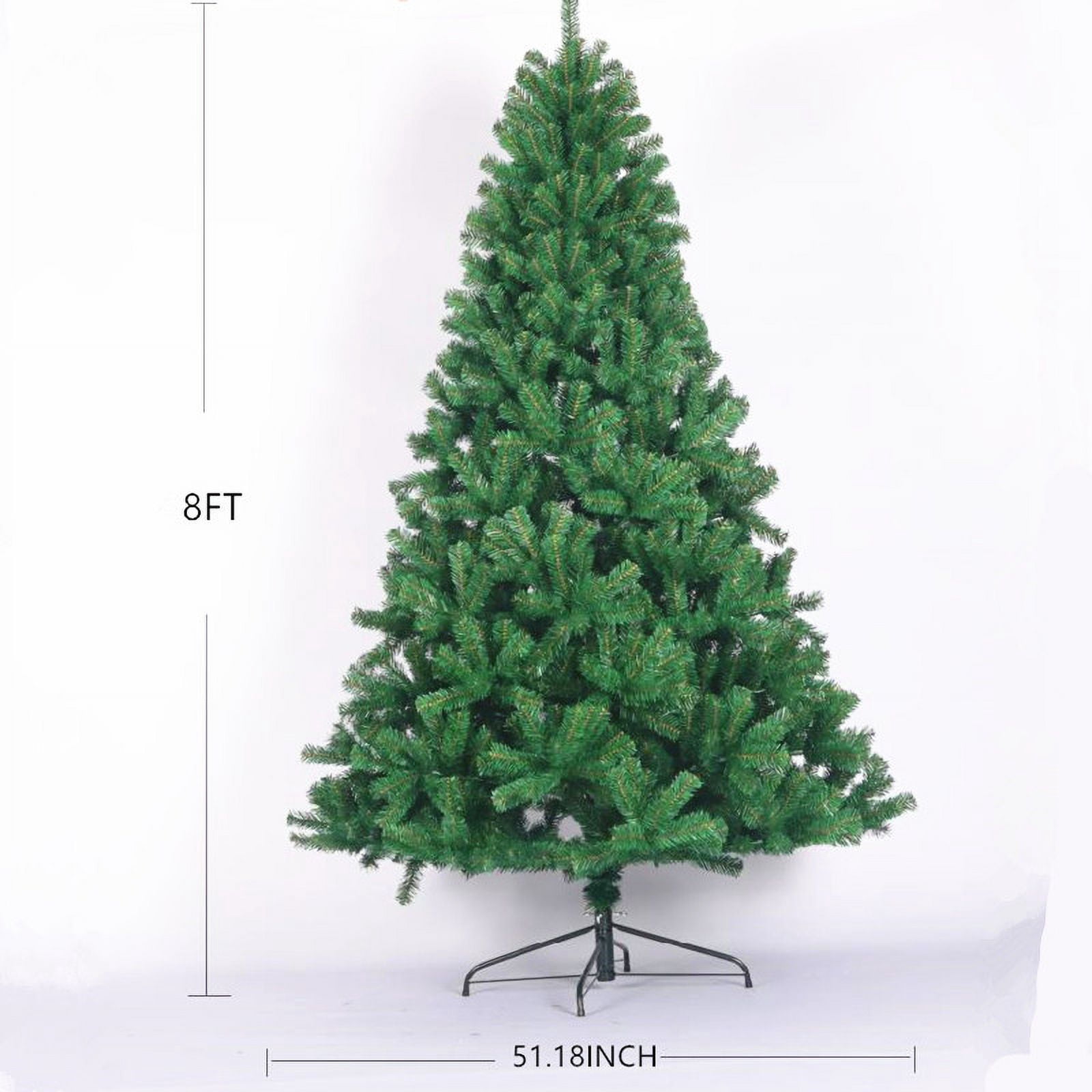 MOONMISS 8ft Full Natural Spruce PVC Fir Artificial Christmas Tree with Foldable Metal Stand-Green