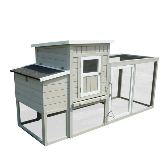 Farmhouse Luxury Wooden Chicken Coop with Integrated Run and Nesting Boxes