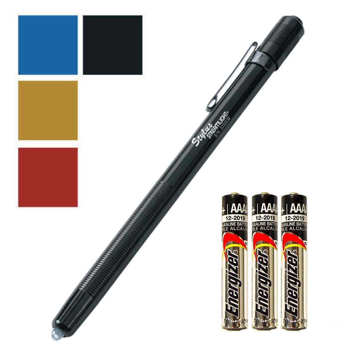 BUNDLE Streamlight Stylus LED Slim Penlight Gold 65024, Red 65035