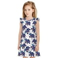 thumbnail image 1 of Fotbe Boho elephant Vestido de Dormir para Niñas de 3 a 10 Años, Mangas Cortas, Estilo Princesa, Pijama Camisón con Mangas Voladas-X-Large, 1 of 6