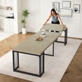 thumbnail image 1 of Noble House Modern Extendable Dining Table,23.6-118" Length Seats 2-10,MDF Top with Metal Frame,Ancient White, 1 of 14