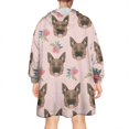 thumbnail image 2 of Wearable Oversized Blanket,German Shepherd and Pioneer Flower Wearable Blanket Hoodie for Adults,Cozy Hooded Blankets with Super Pockets,Super Warm Fuzzy Pullover for Women & Men, 2 of 6