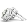 thumbnail image 2 of 14k White Gold Round Diamond Halo Milgrain Border Earrings (3/4 cttw), 2 of 3