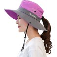 thumbnail image 1 of Women's Summer Mesh Wide Brim Sun UV Protection Hat with Ponytail Hole, 1 of 7